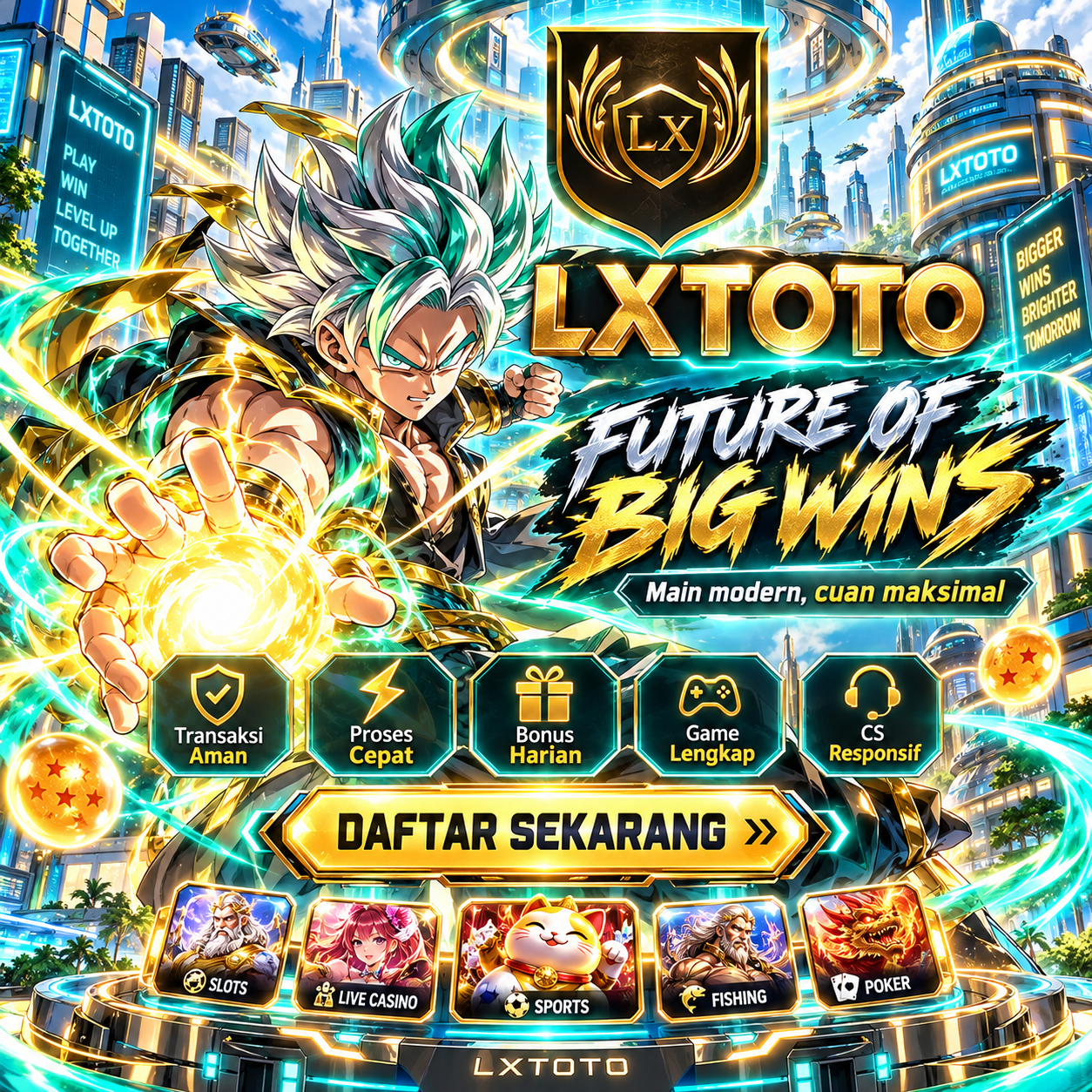 Petualangan fantasi LXTOTO dengan energi emas dan biru